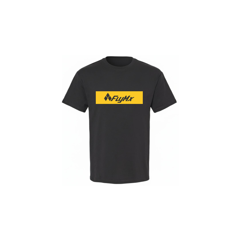 Playera hombre FlyMx logo fondo amarillo