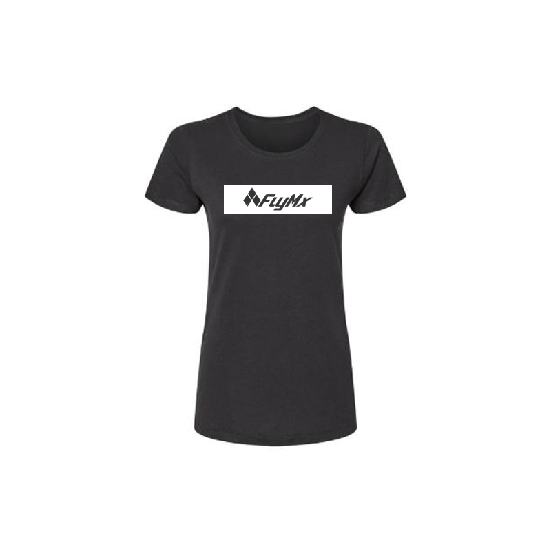 Playera mujer FlyMx logo fondo blanca