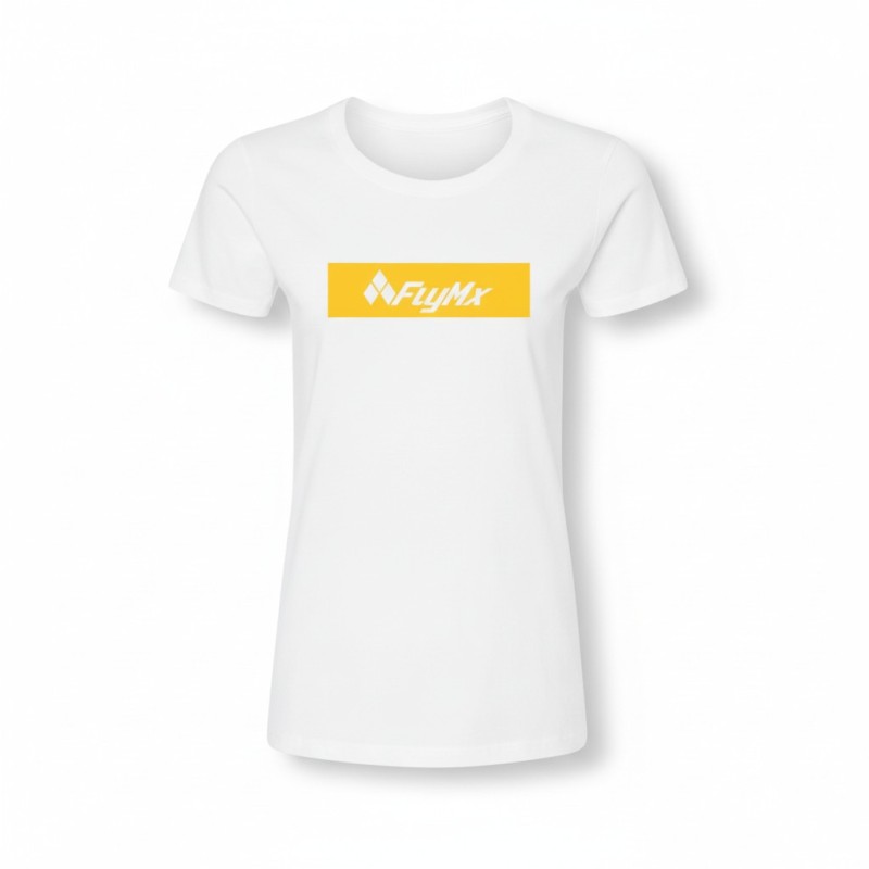 Playera mujer FlyMx logo fondo amarillo