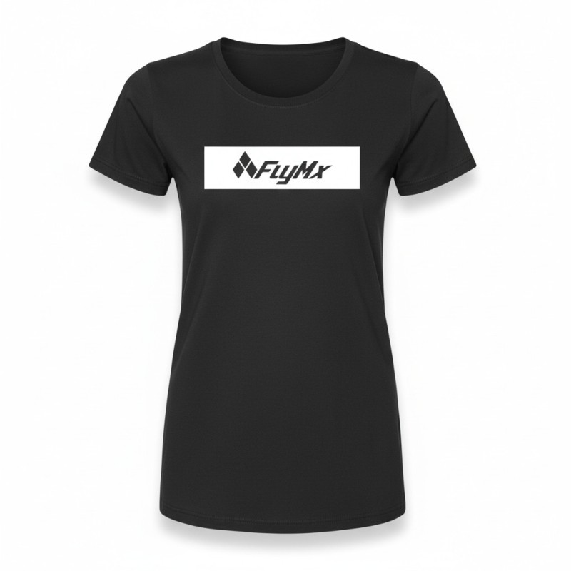 Playera mujer FlyMx logo fondo blanca